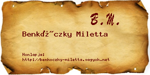 Benkóczky Miletta névjegykártya